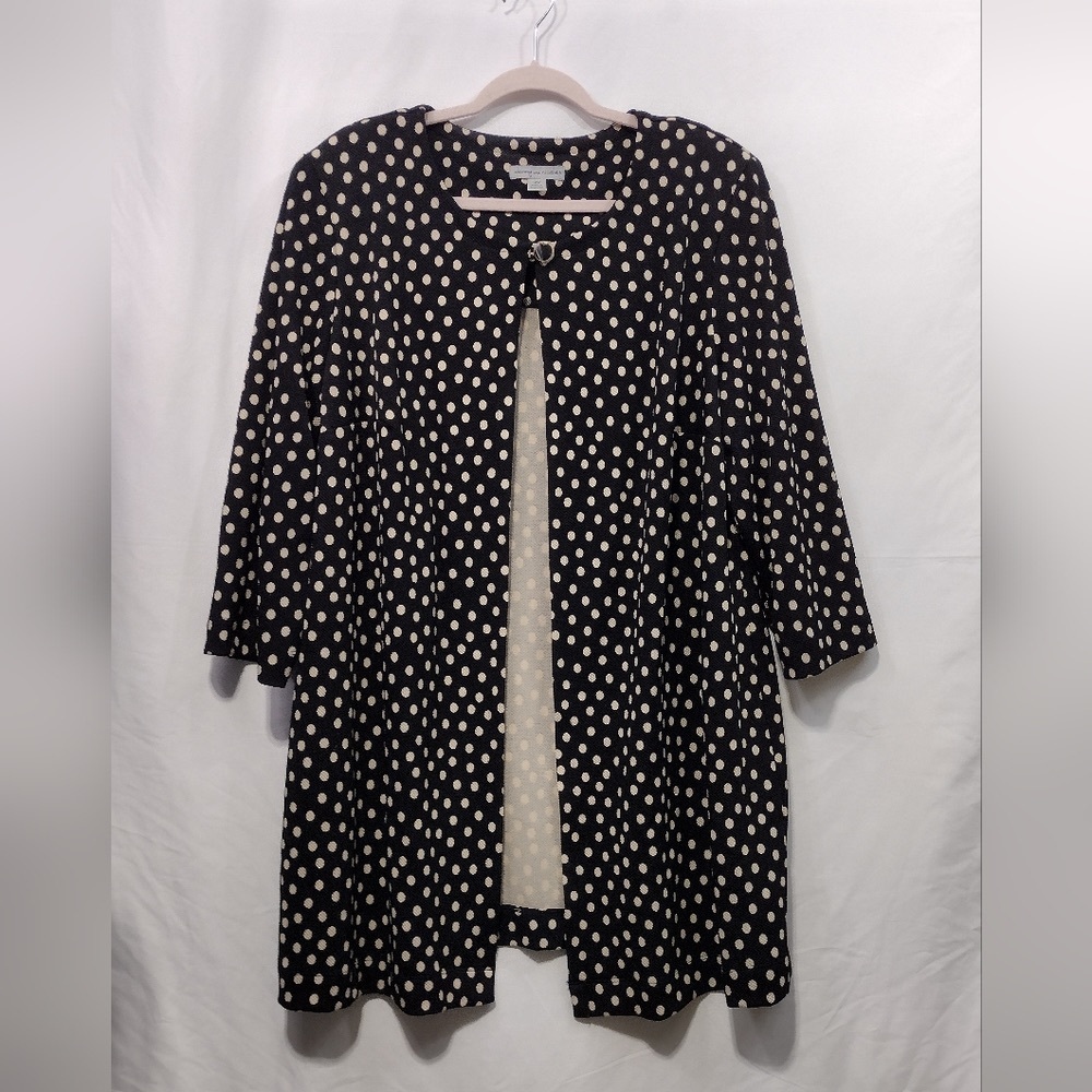 Chic Polka Dot Open Front Coat